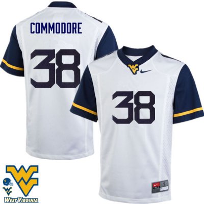 Men's West Virginia Mountaineers NCAA #38 Shane Commodore White Authentic Nike Stitched College Football Jersey NI15B82BM